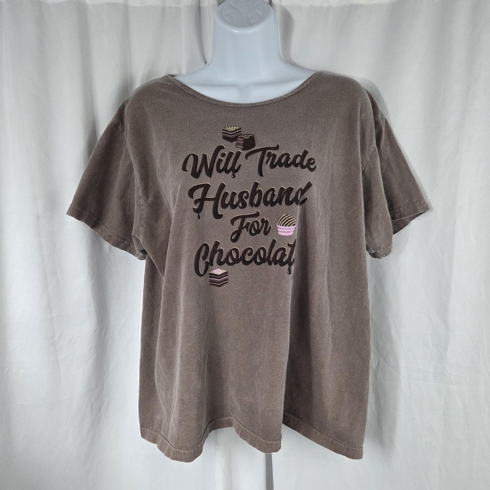 Crazy Shirts Shirt Womens Large Brown Will Trade Husband For Chocolate Tee Top